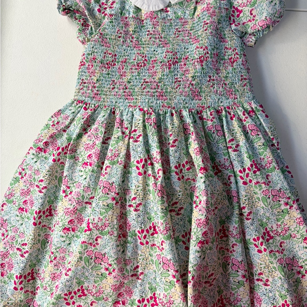Janie & Jack Floral Kids Dress in Pink and Green